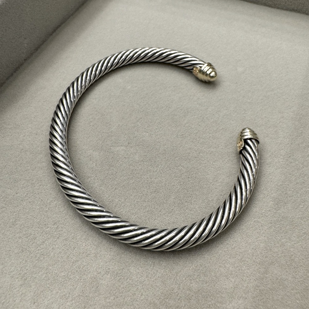 David Yurman Classic Cable Bracelet, Sterling Silver with 14K Yellow Gold Domes